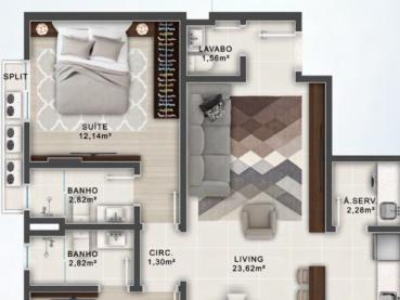 Apartamento de 70m² à Venda, 2 quartos - Porto Belo - Ref. 525128-4