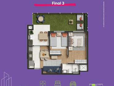 Apartamento de 45m² à Venda, 2 quartos - Ponta Grossa - Ref. 525227-4